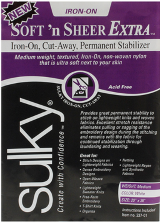 Sulky Tender Touch Fusible Iron-On Backing for Embroidery - 20 x